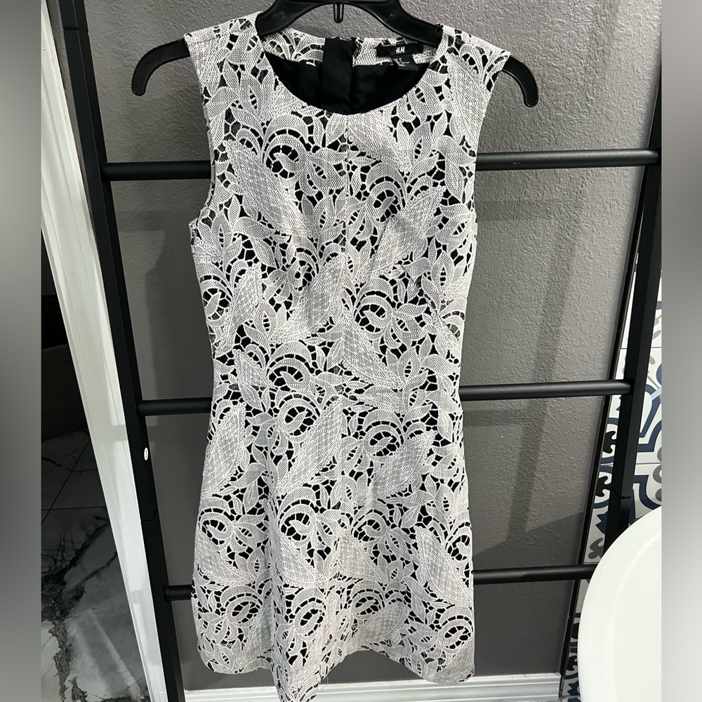 Black and white lace mini dress
